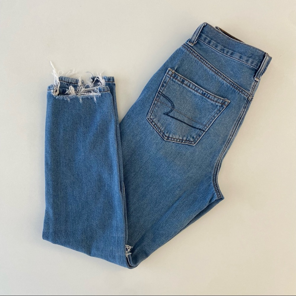 AE Distressed Mom Jeans